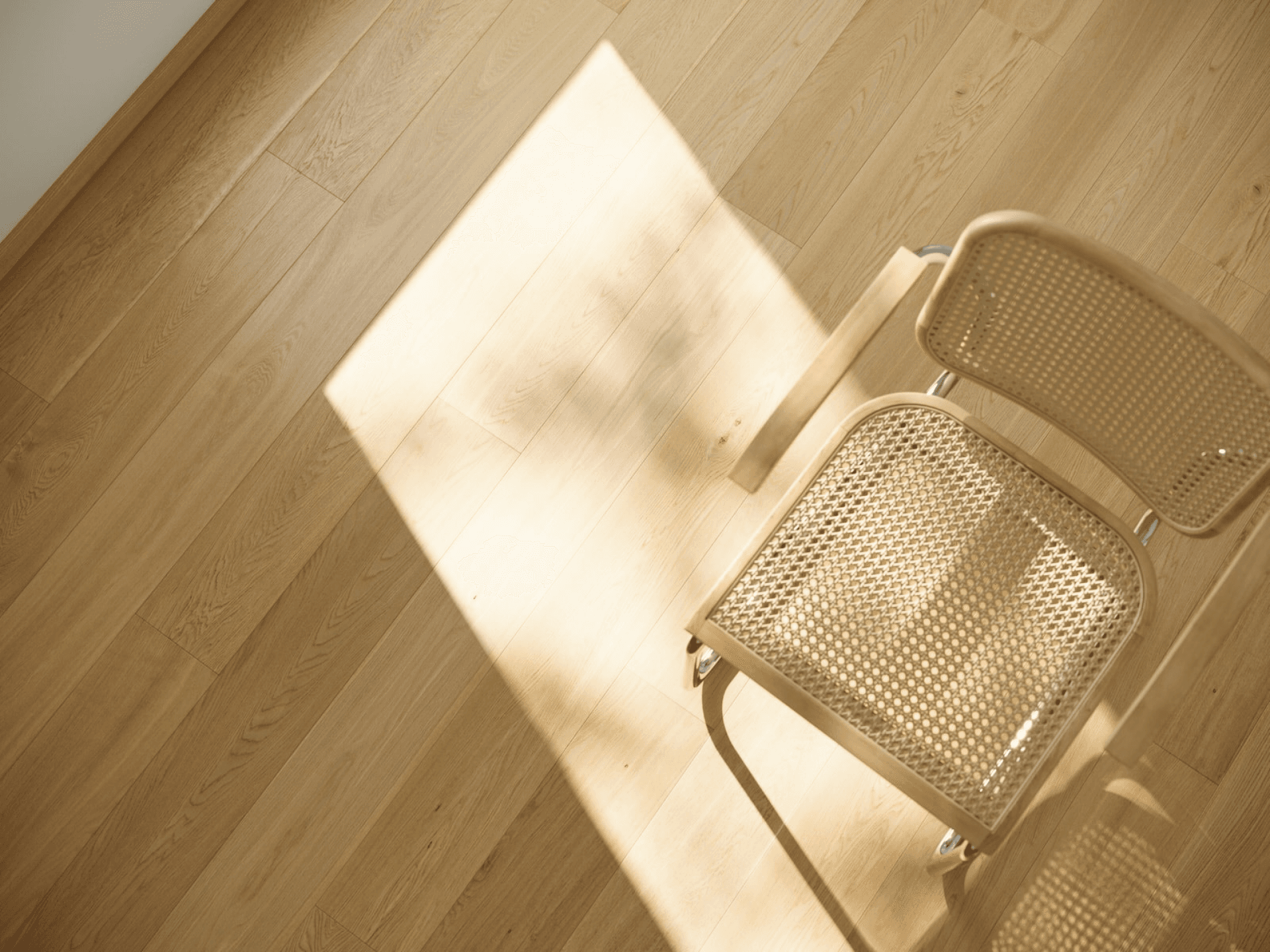 Natural oak floor finish in a modular interior
