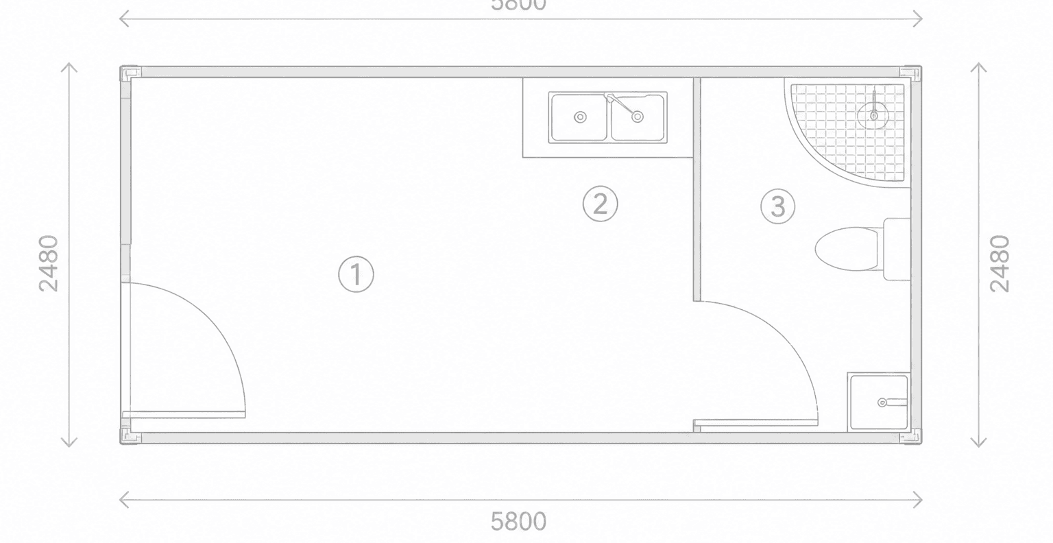 X folding container house floor plan
