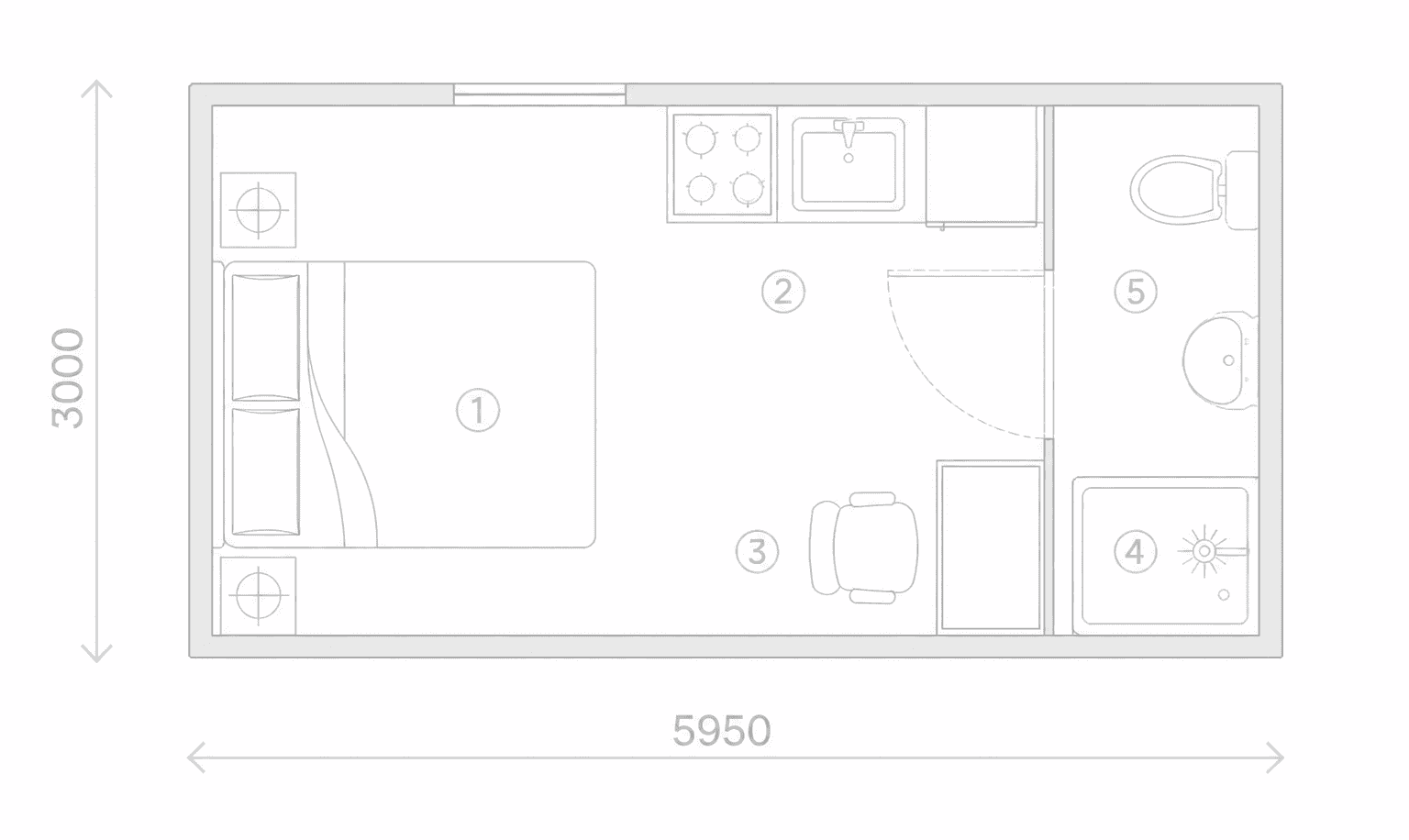 Z folding container house floor plan